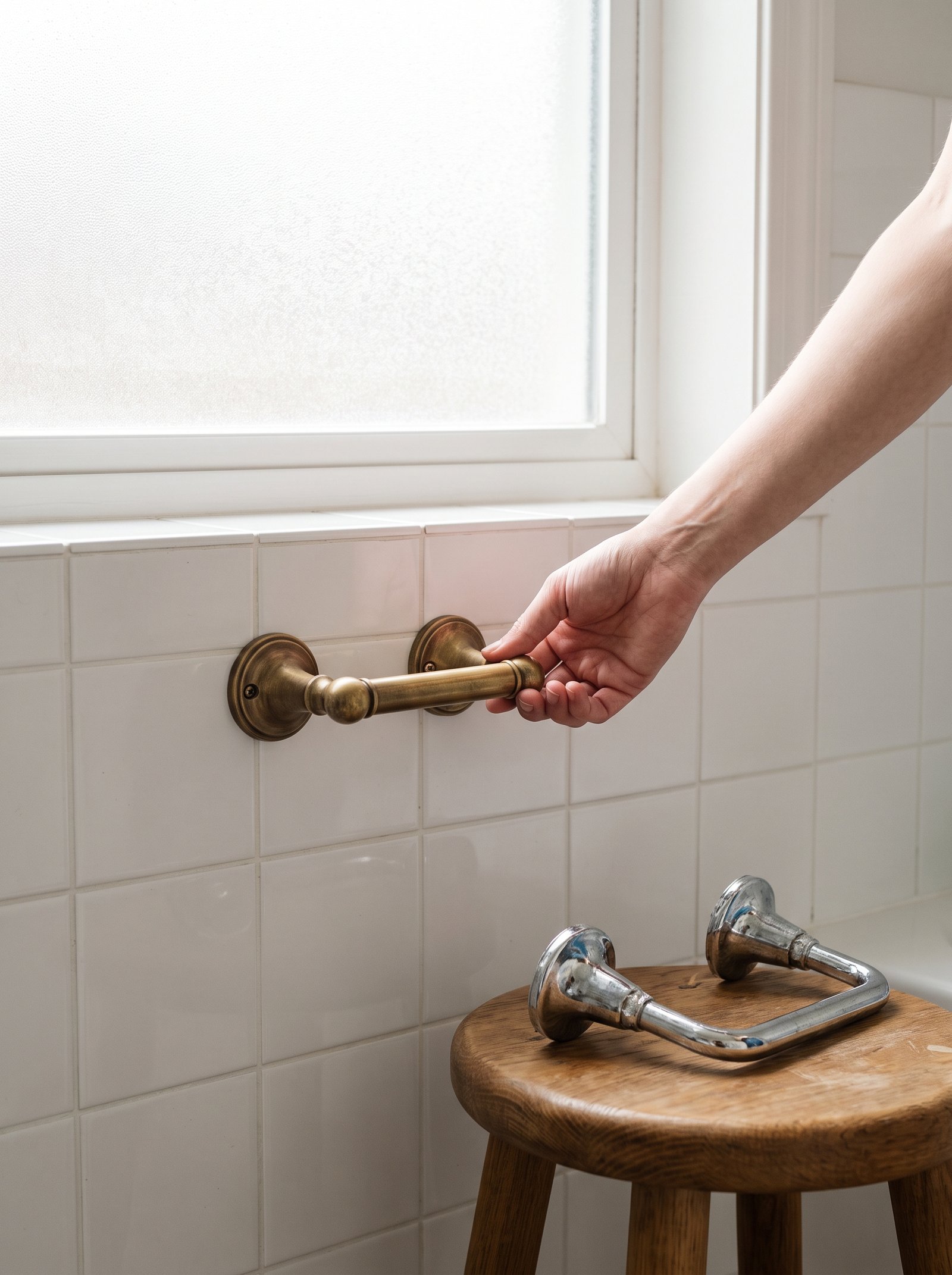 Swap the toilet paper holder for brass