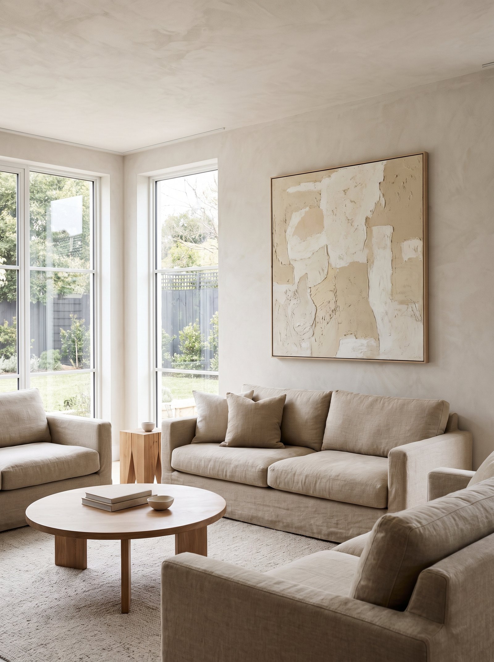 Hang one oversized abstract art piece