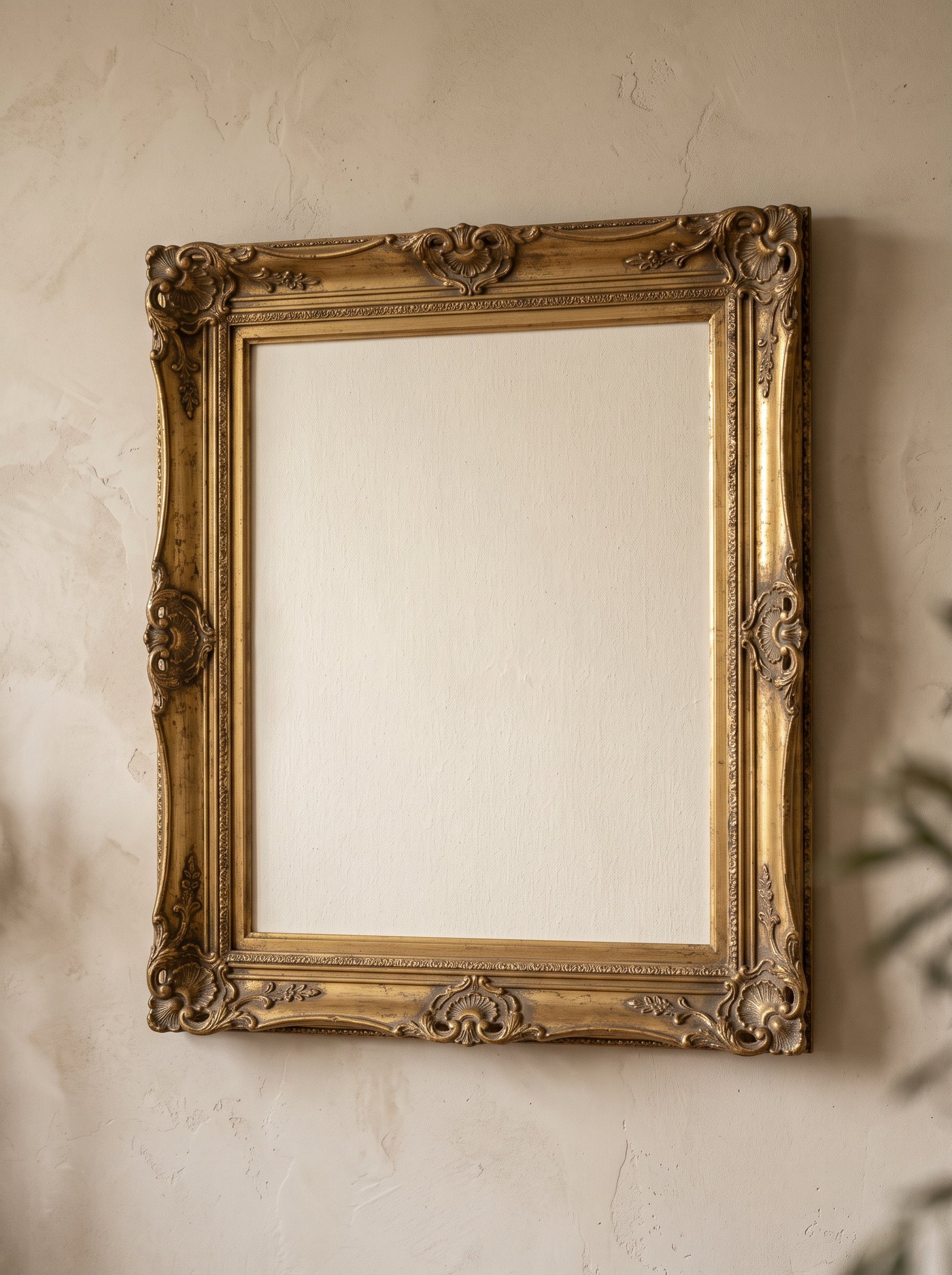 Rich rust painted accent piece with cream textiles and warm wood against beige walls