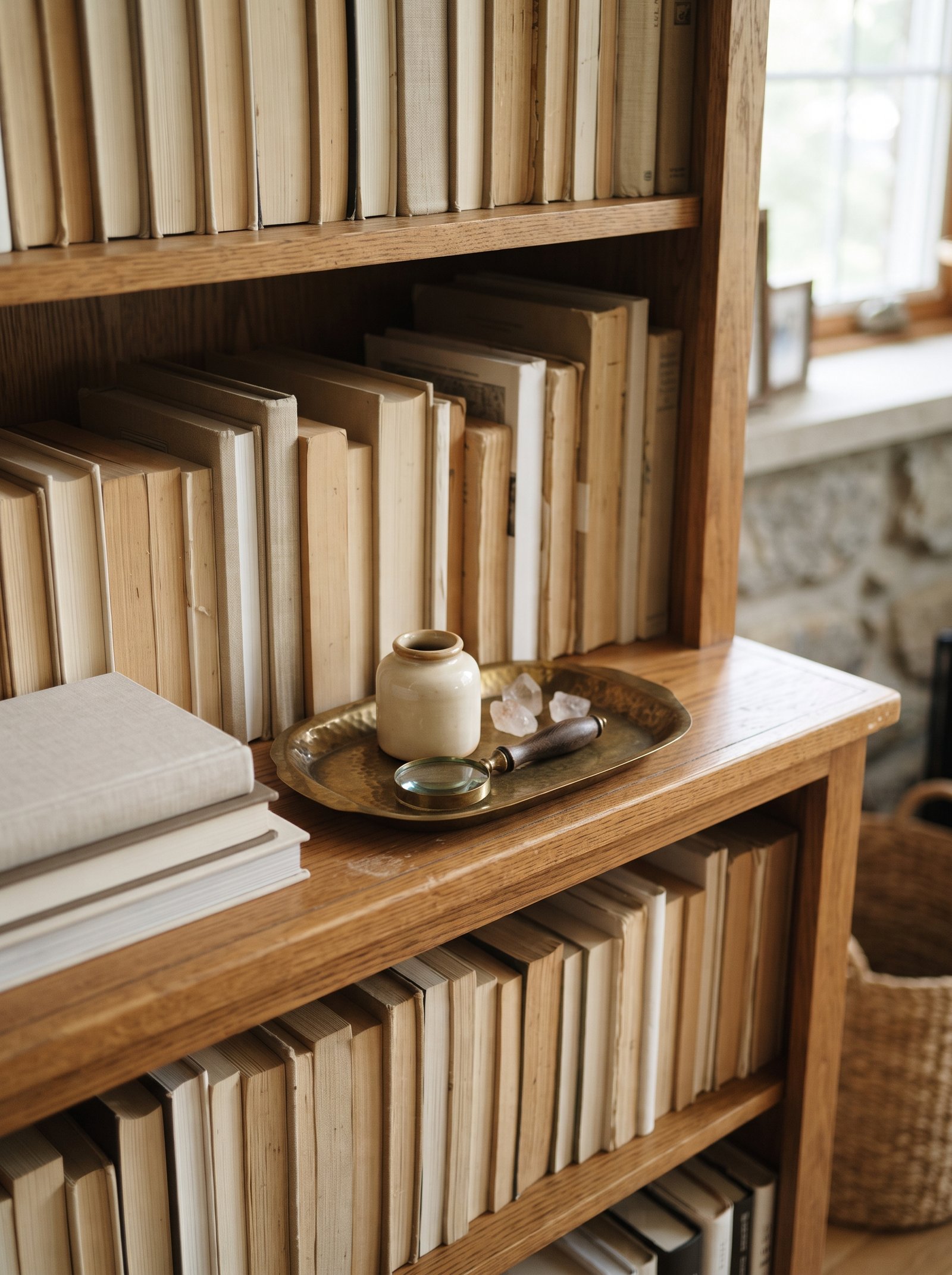 Dense book-only bookshelf dedicated to actually-used books with minimal decorative styling
