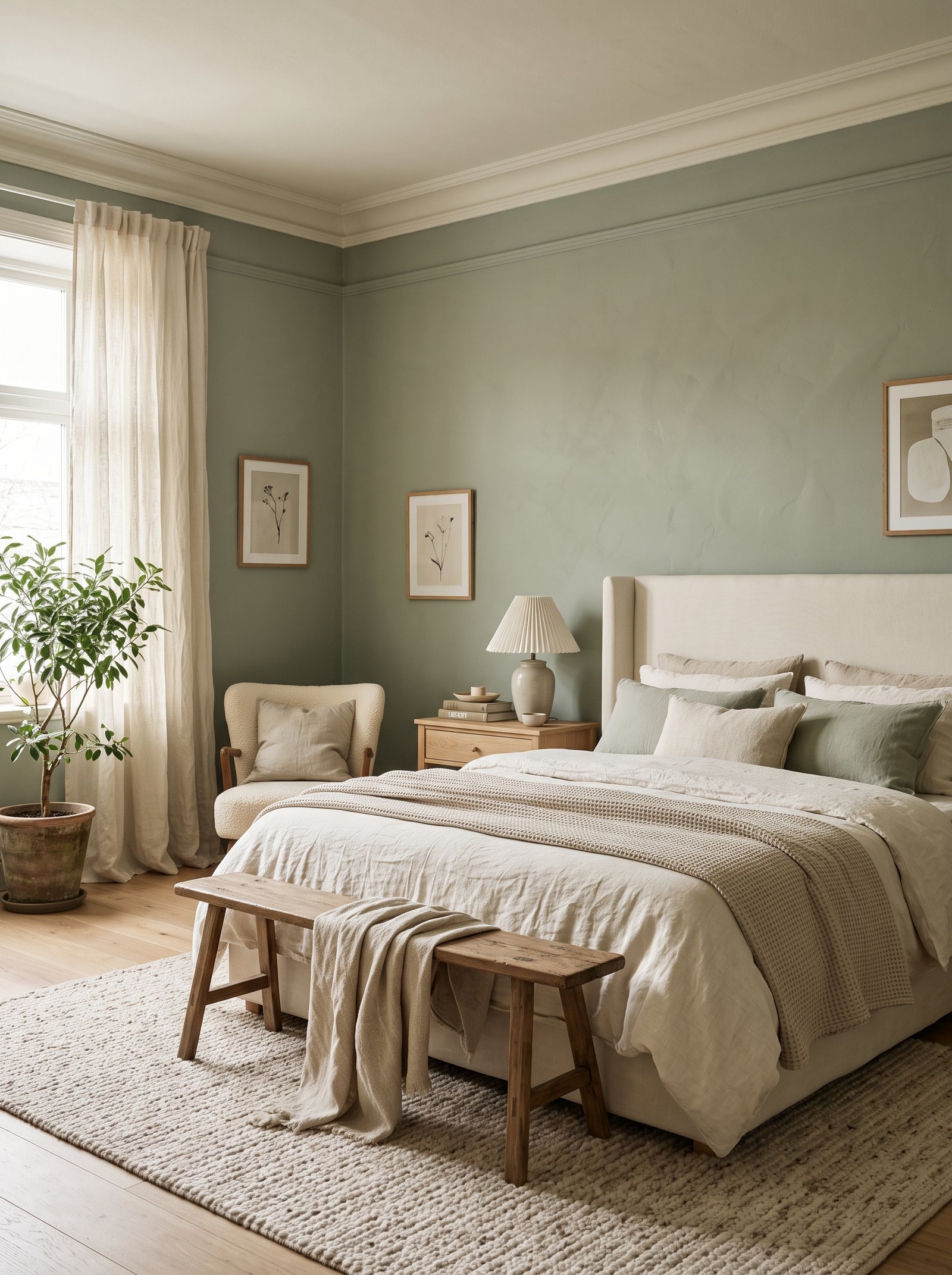 Paint the walls a soft muted sage