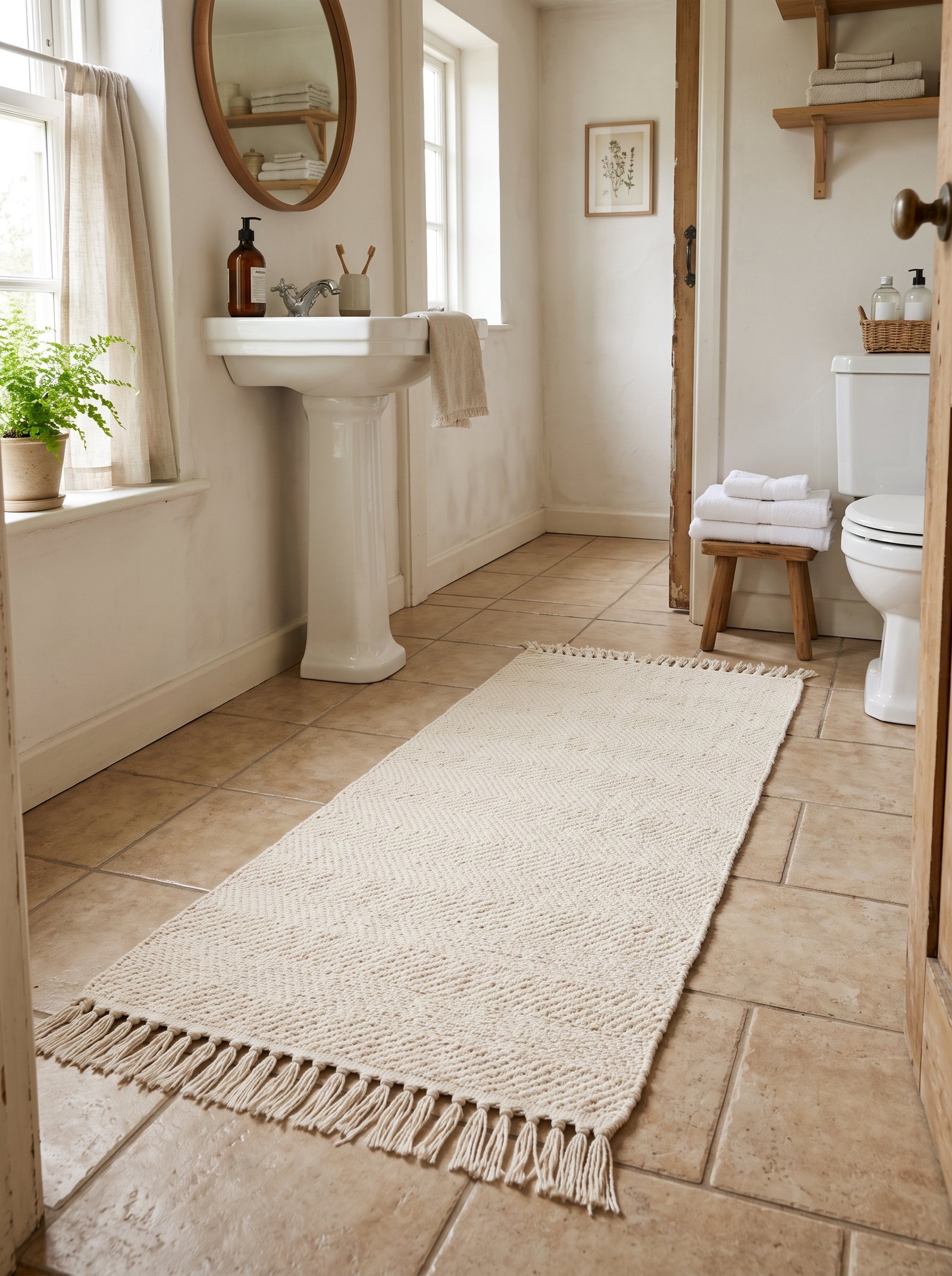 Add a long cotton runner rug