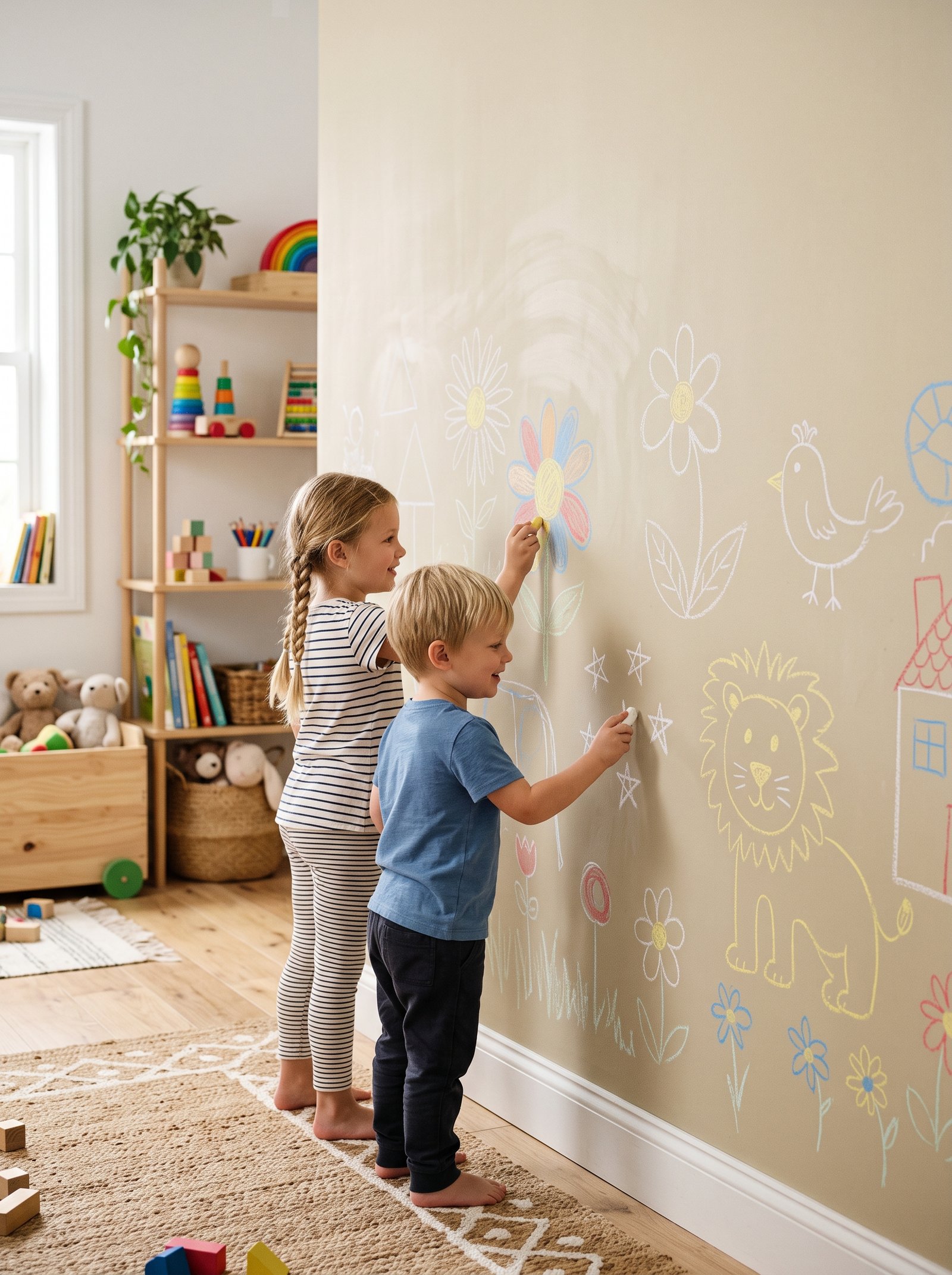 Chalkboard peel-and-stick in a kids area