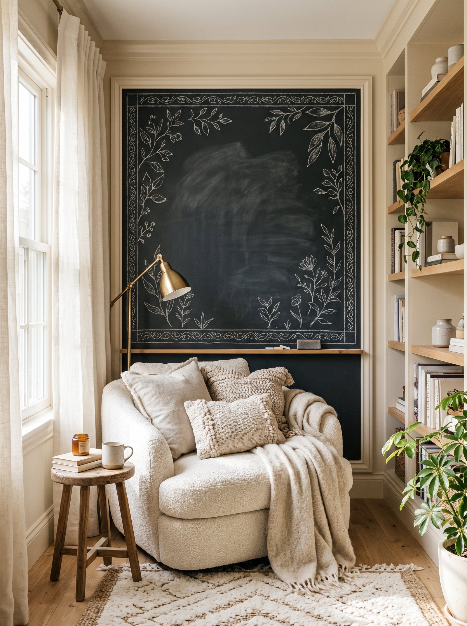 Display an inspirational quote above the chair