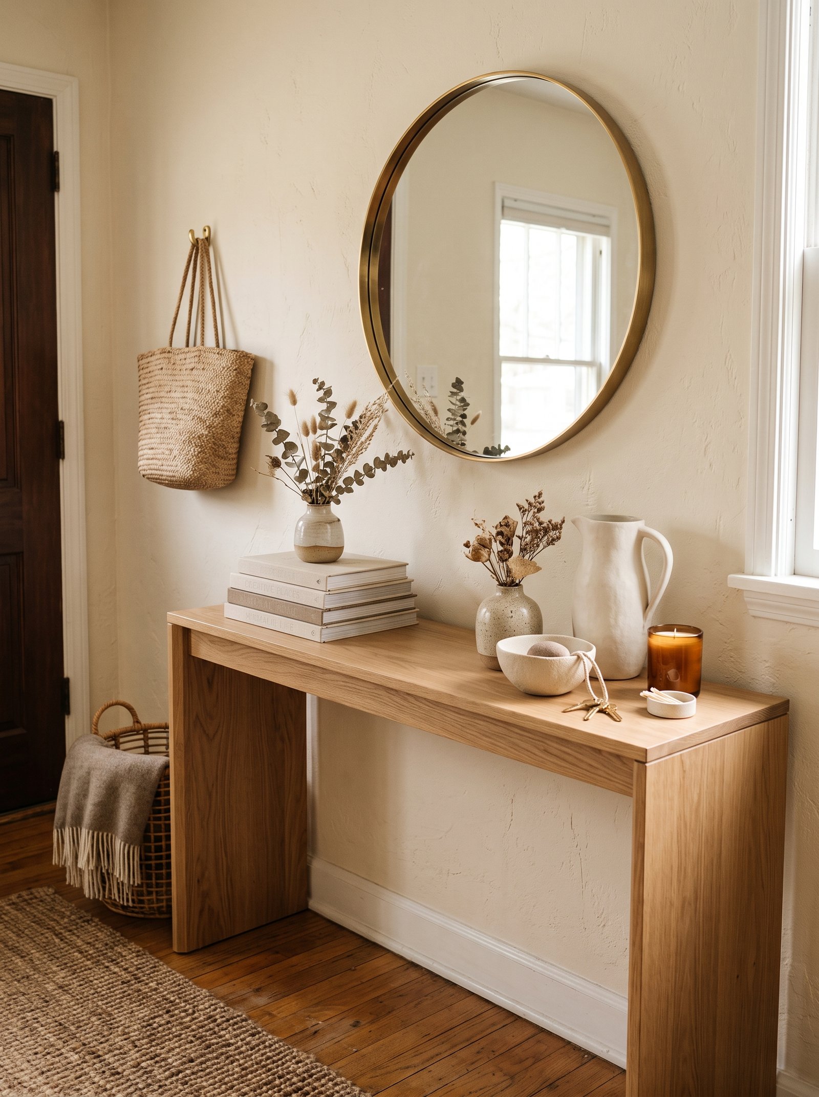 Style the console with books and ceramics