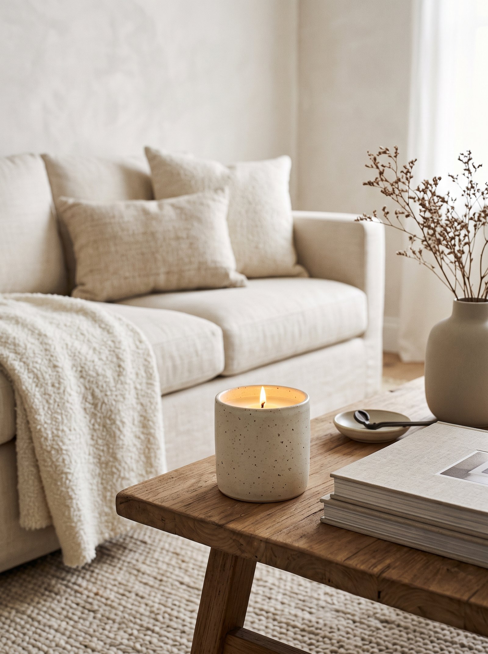 Light a warm ceramic candle