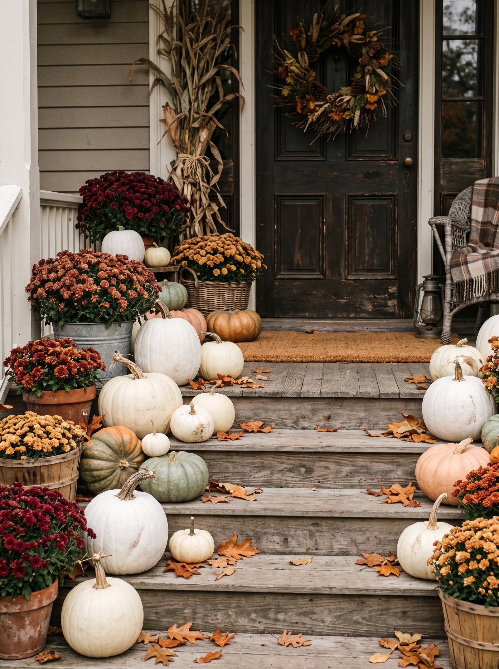 Paint real pumpkins in cream or sage