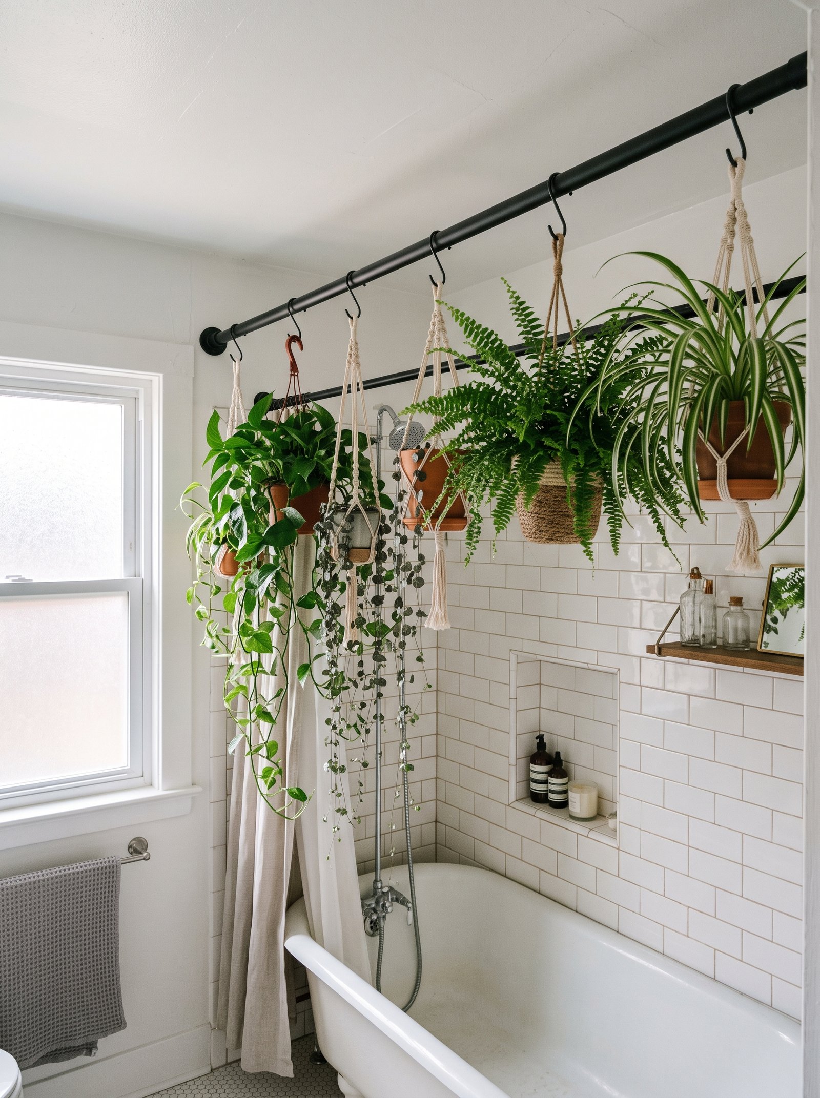 Hang trailing plants from the ceiling
