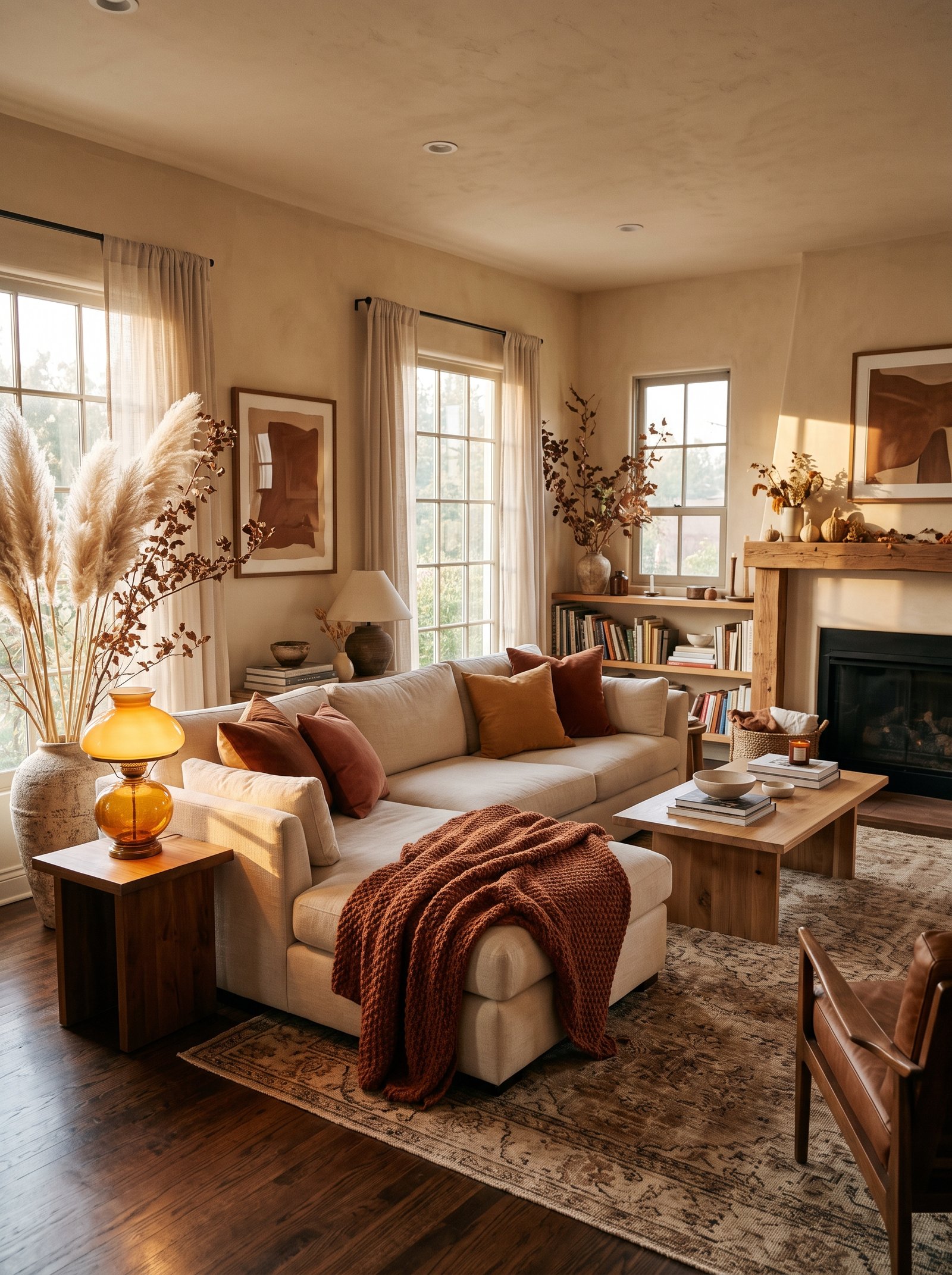 Put it all together — the complete non-orange fall living room