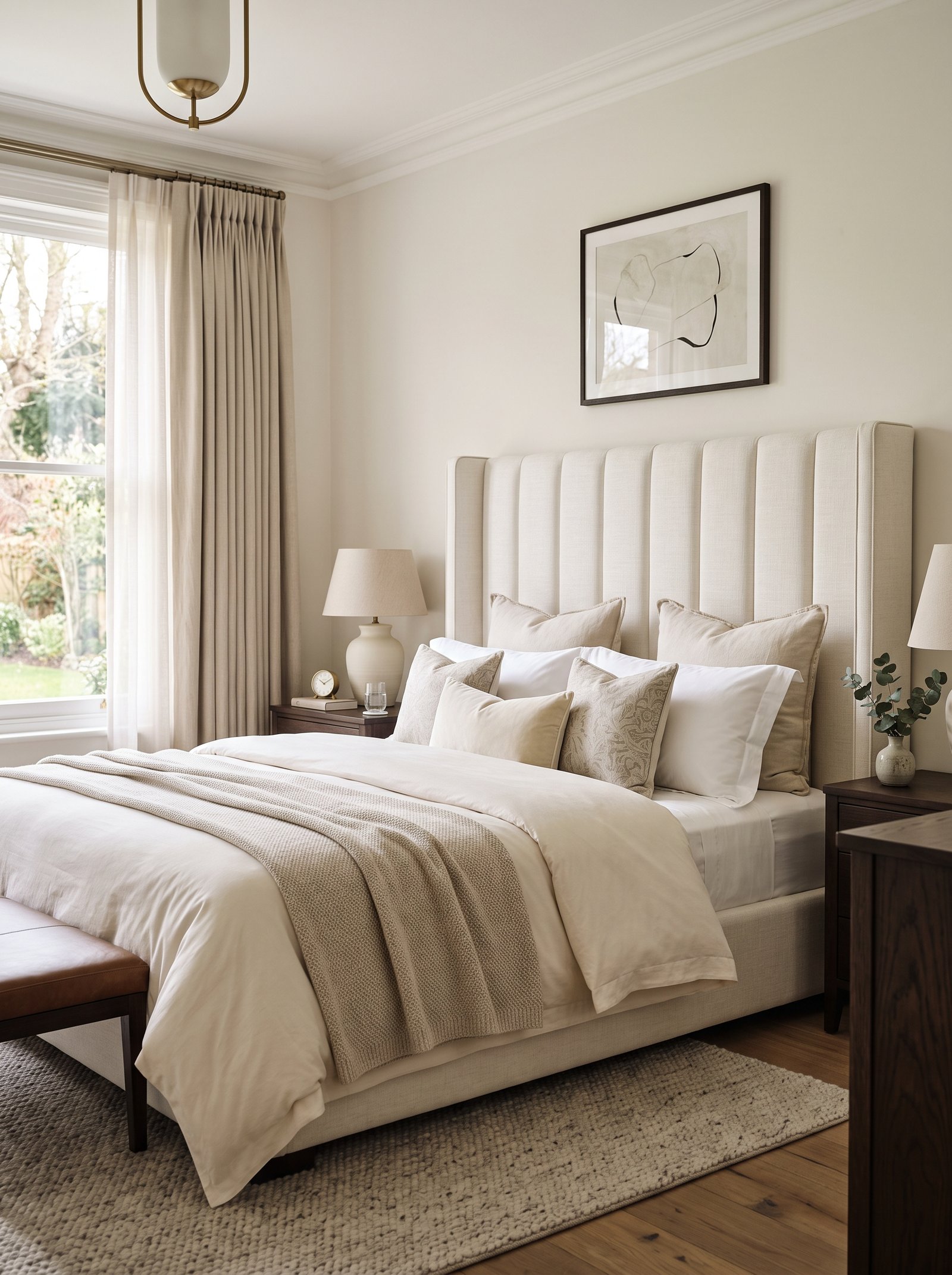 Install an oversized upholstered headboard