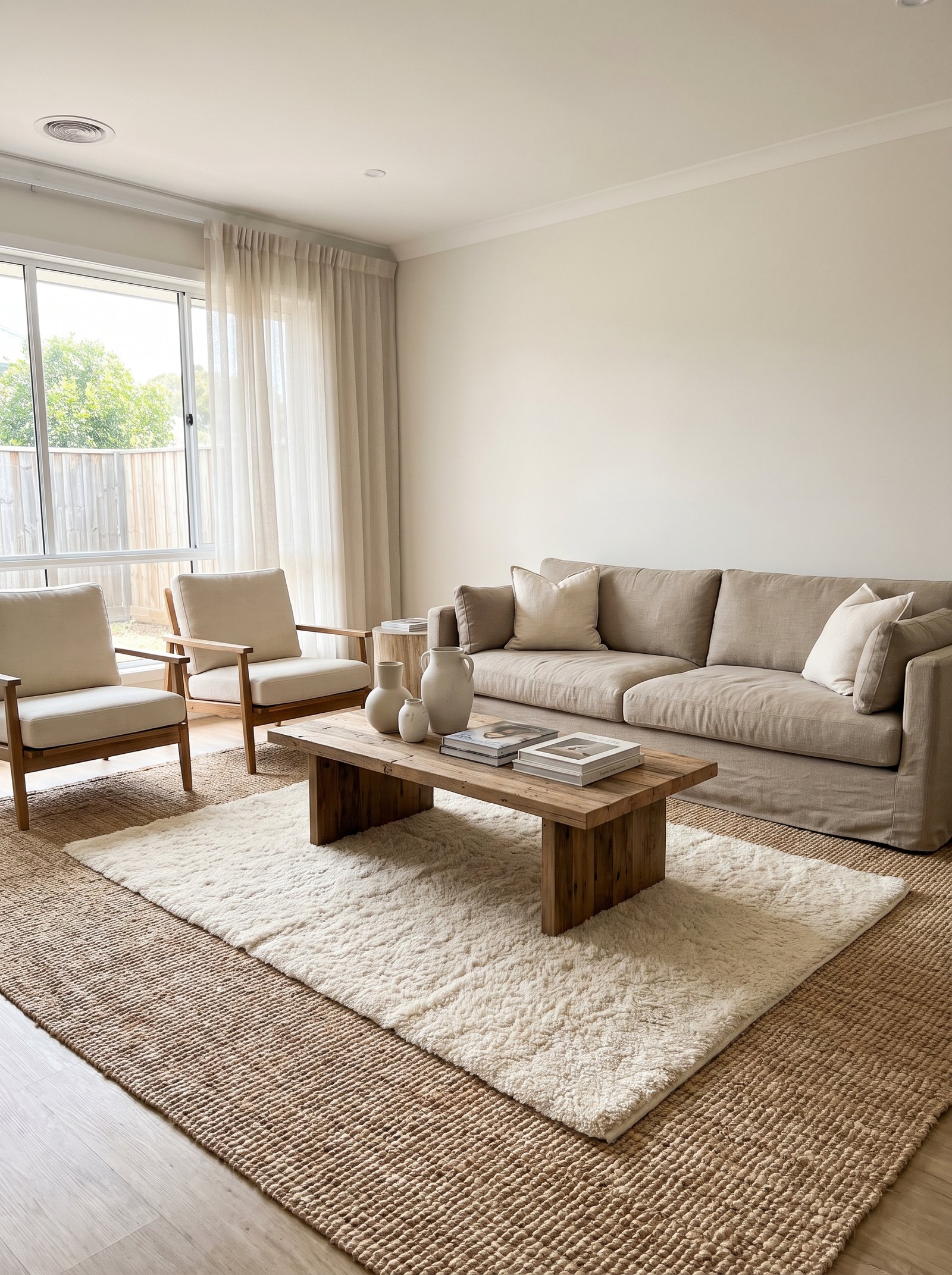 Layer a jute rug under the seating