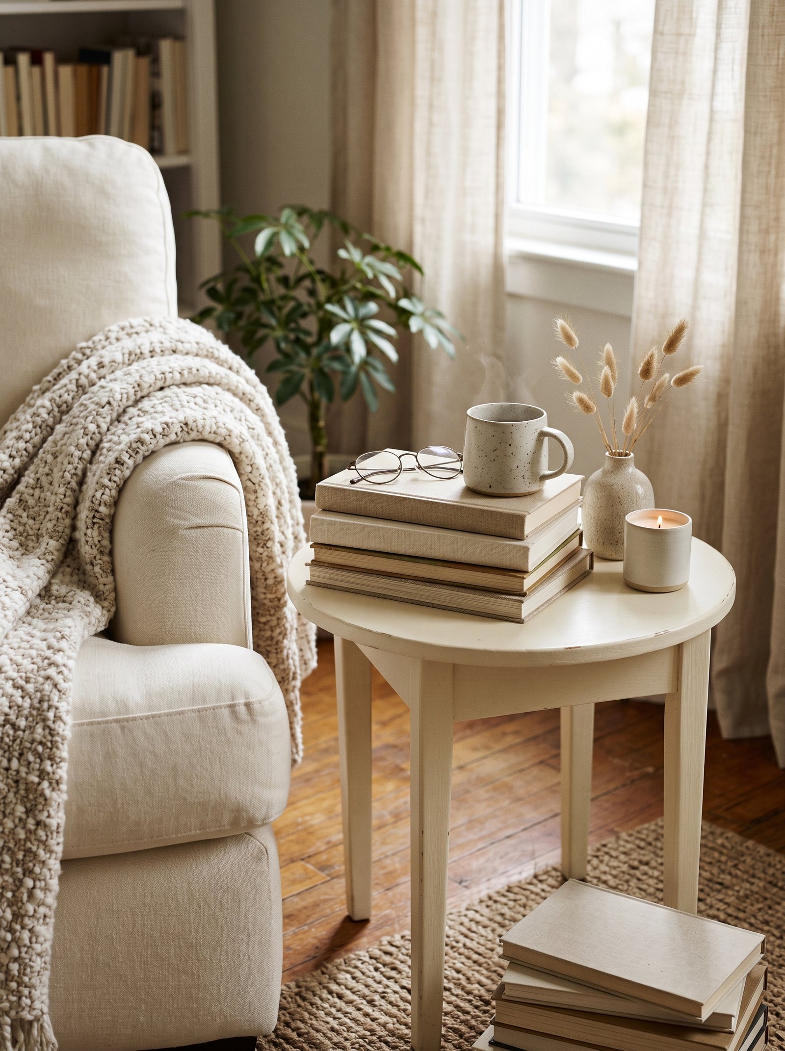 Add a small side table for a mug and book