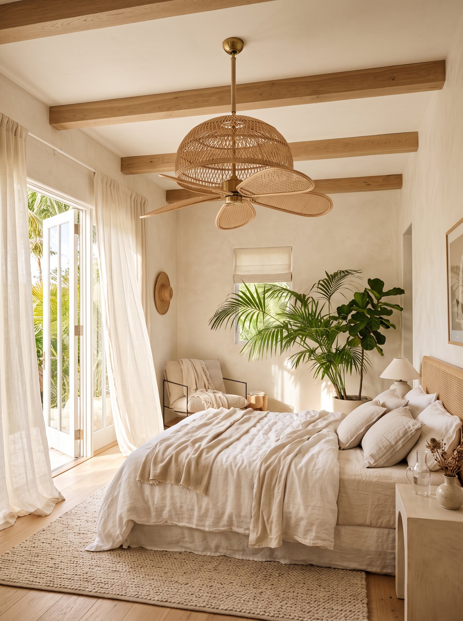 Install a rattan ceiling fan or pendant