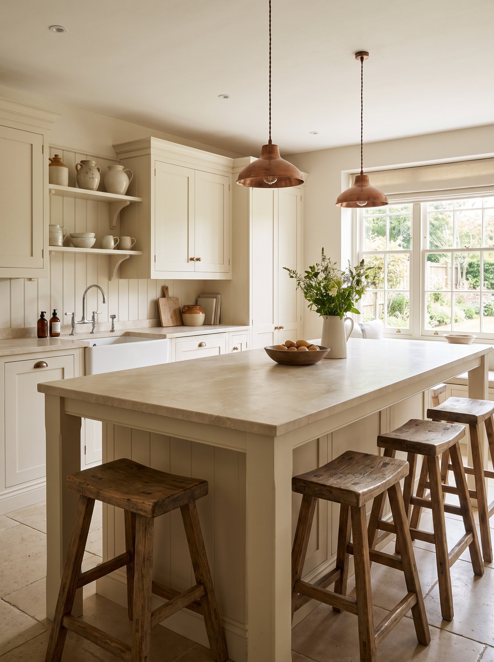 Install a honed marble island counter