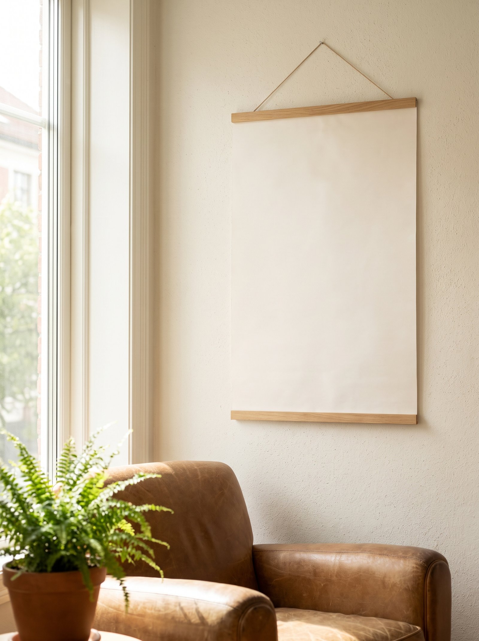 Use magnetic poster hangers (no frame needed)
