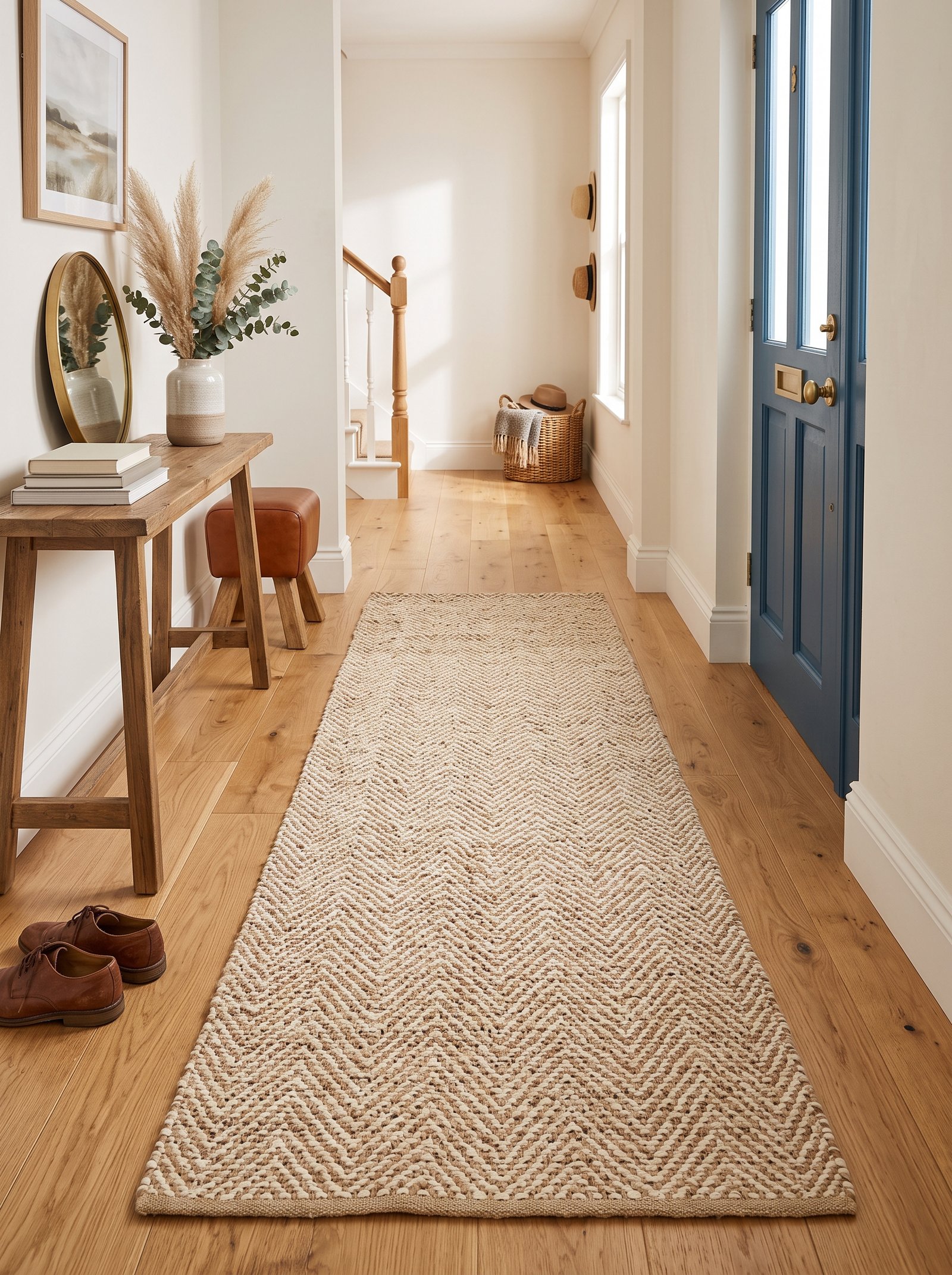 Lay a jute runner on the floor