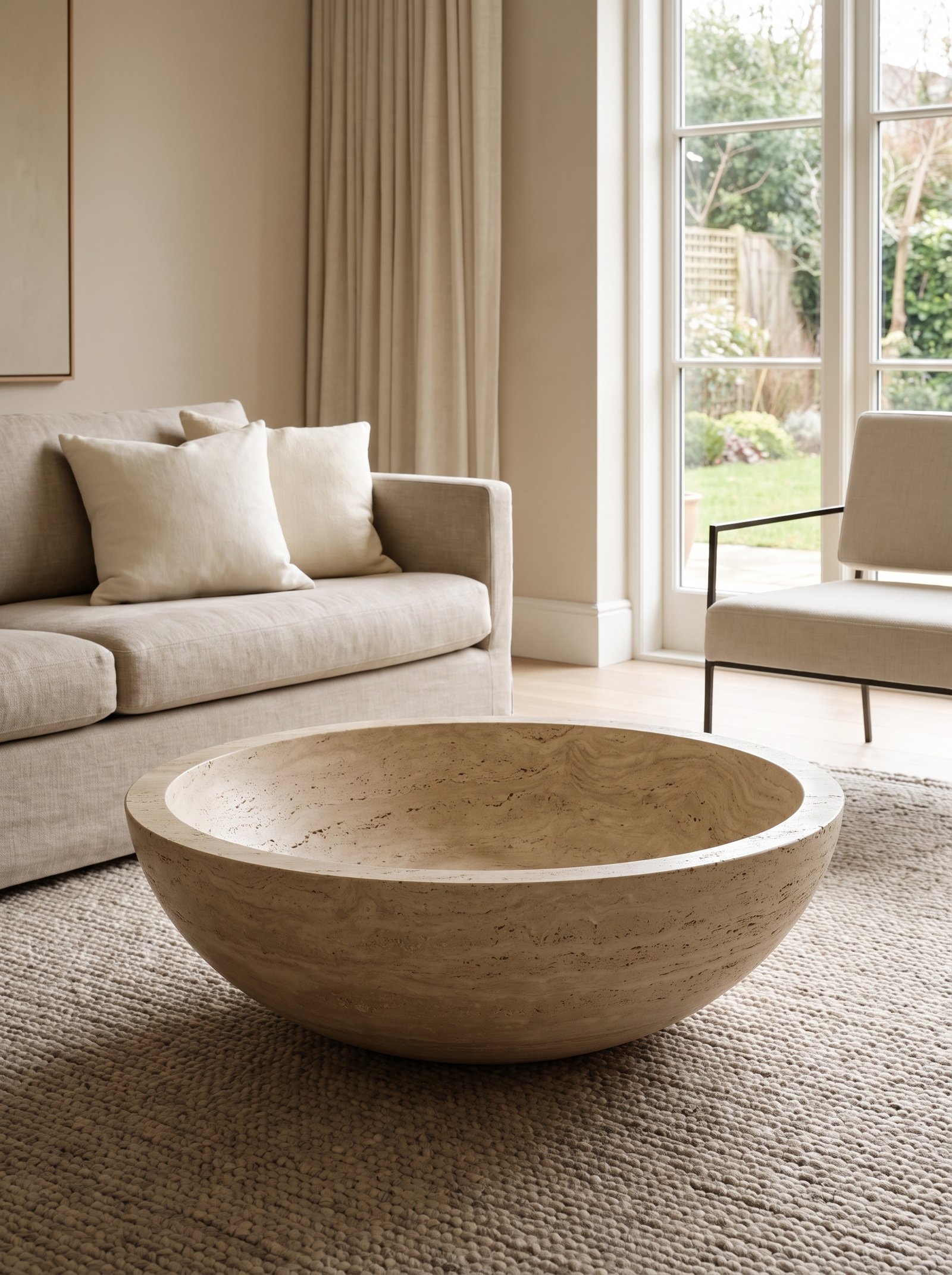 Set a stone bowl on the coffee table