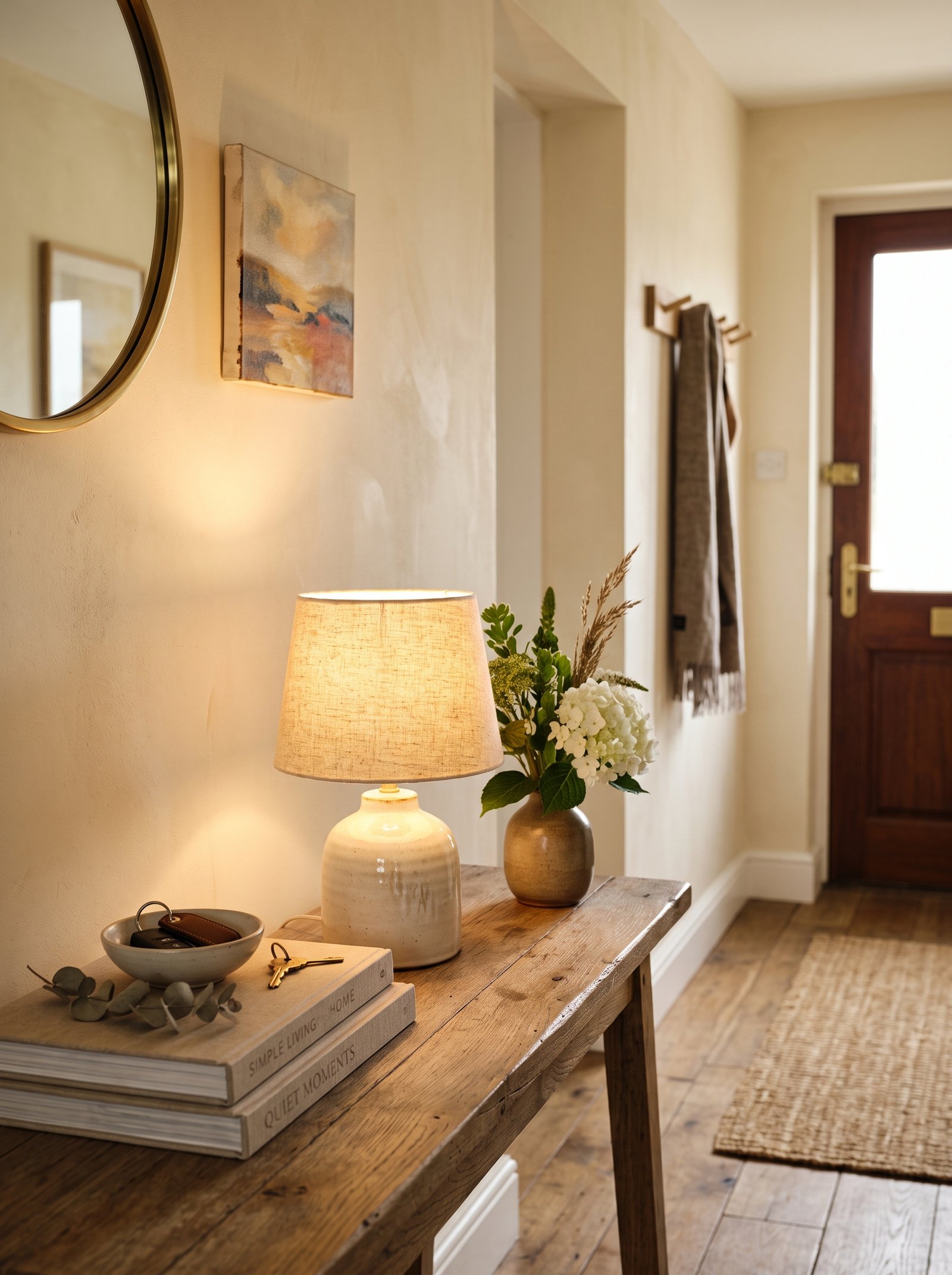 Add a small warm table lamp