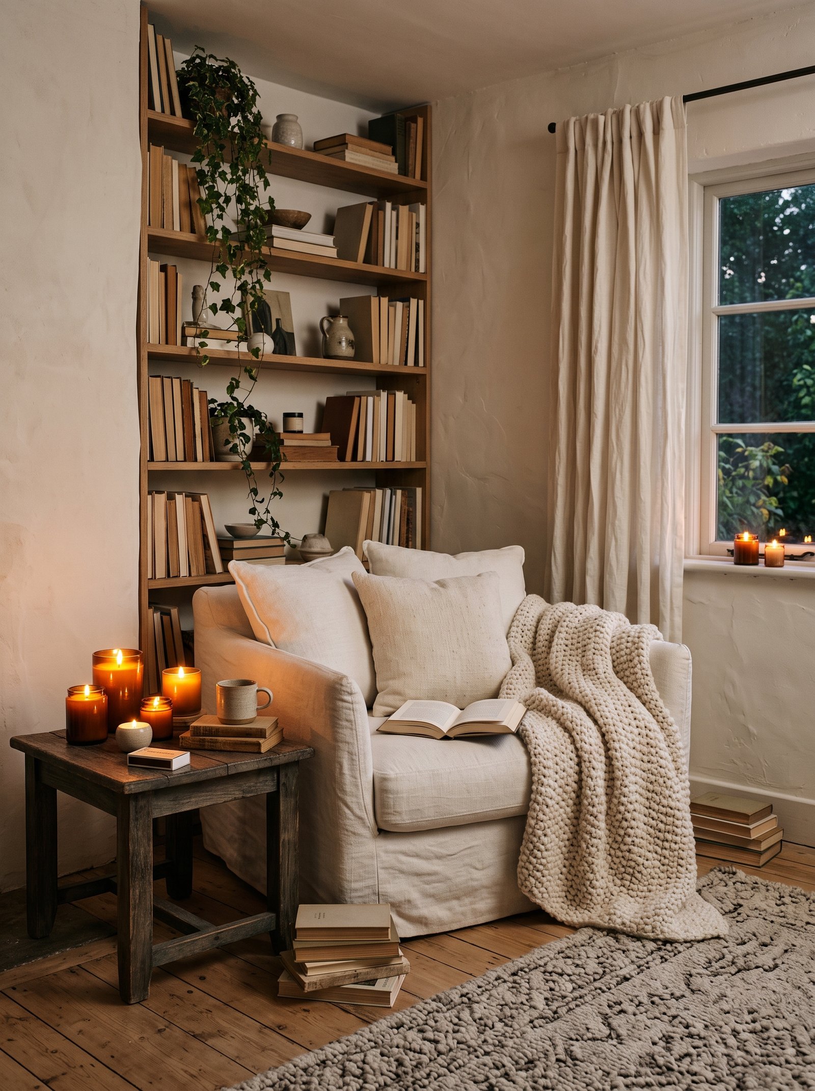 Light an amber-glass candle for mood