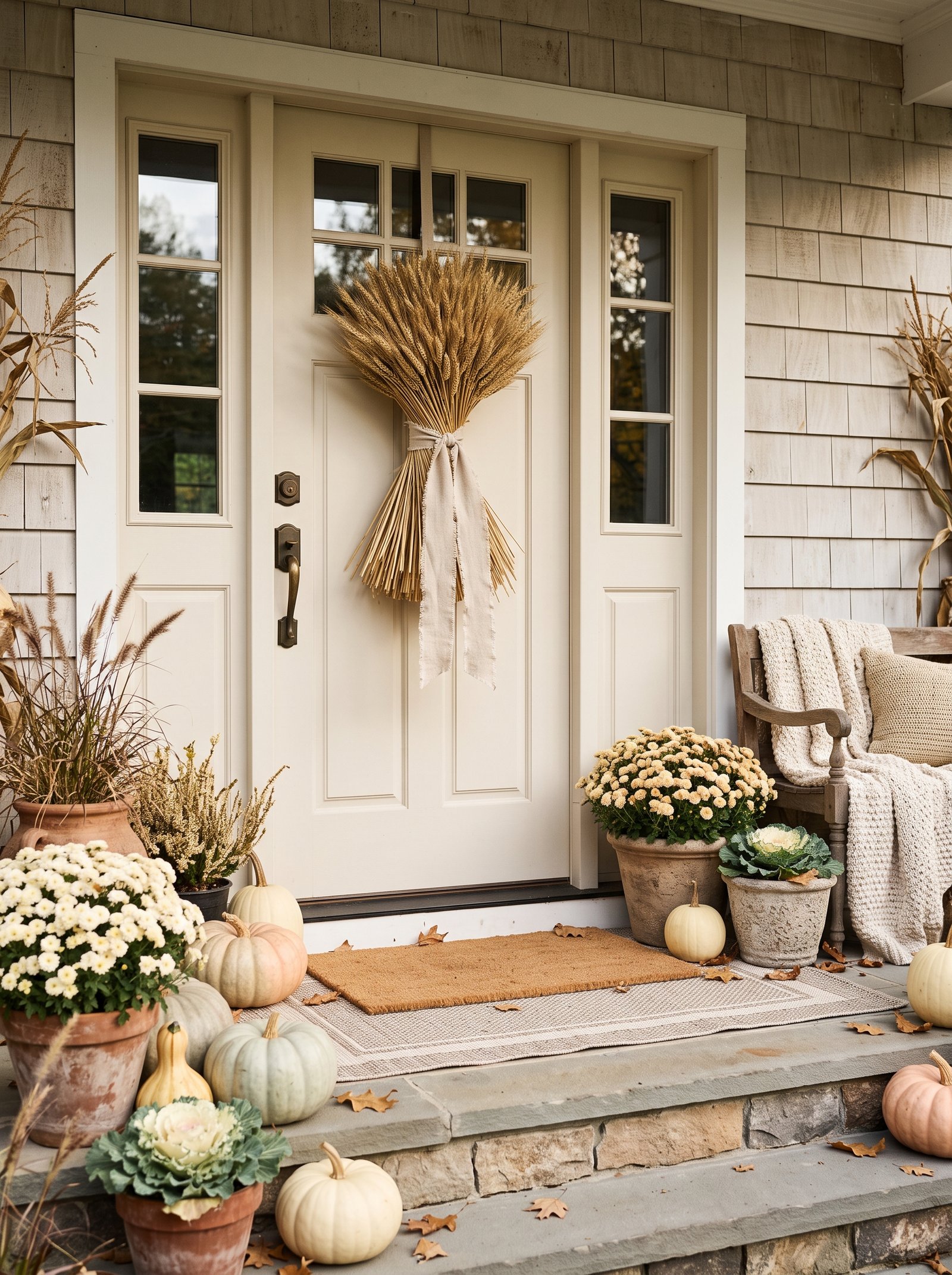 Hang a dried wheat bundle on the door